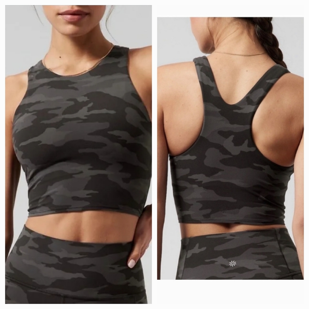 Athleta Activewear, Workout Women's Freestyle Camo Crop Gym Top Sz XS